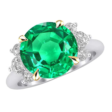 Edelstein-Ring Bicolor 14K Gold mit Kolumbianischer Smaragd – Hauptansicht