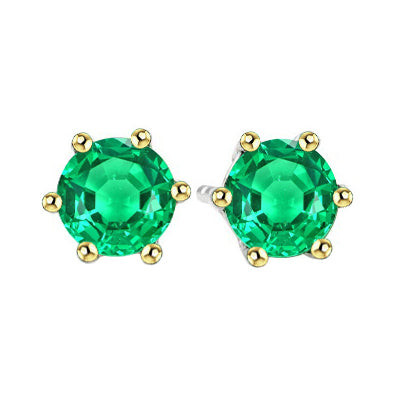 Smaragd Gemstone Earring 1,50-Karat Zweifarbiges 14K Gold – Hauptansicht