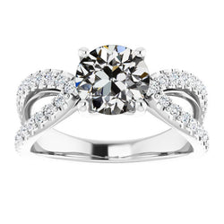 3,50 Karat Diamant Solitär-Ring mit Akzenten in 14K Weißgold
