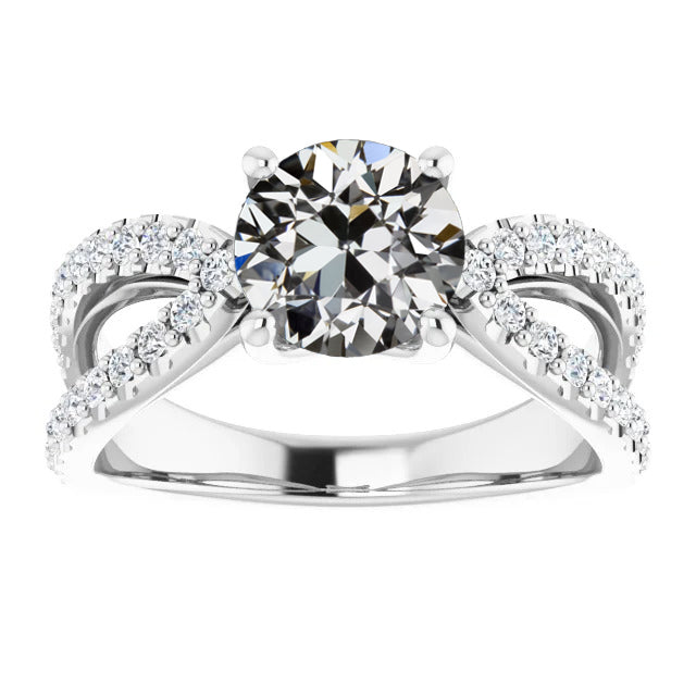 Antik-Kissen-Schliff Diamant Ring in 14K Weißgold – Hauptansicht