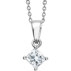 Wunderschöne 2 Karat Princess Cut Echt Diamant Anhänger Halskette Gold Weiß 14K