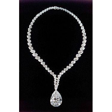 Wunderschöne Birnen-Echt Diamant-Halskette 38 Karat Weißgold 14K