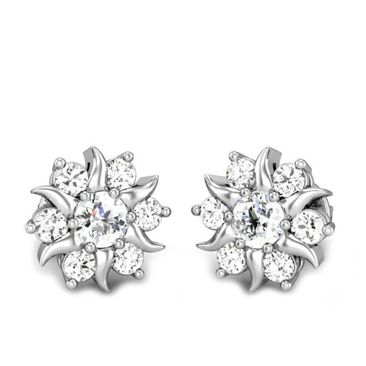Wunderschöne Ohrstecker im Rundschliff mit 3,40 ct Echt Diamanten im Blumenstil Halo-Ohrringe