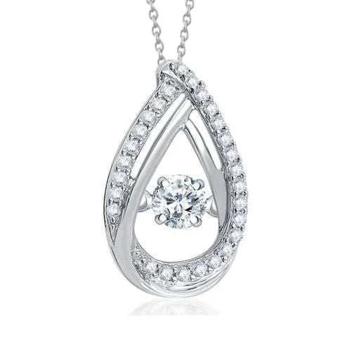 Wunderschöne runde Brillantschliff-Echt-Diamant-Anhänger-Halskette 1,18 ct. WG 14K