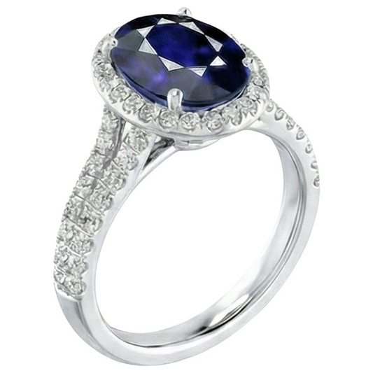 Wunderschöner 12 Ct Saphir-Aus der Erde Abgebauter Natürlicher Diamantring