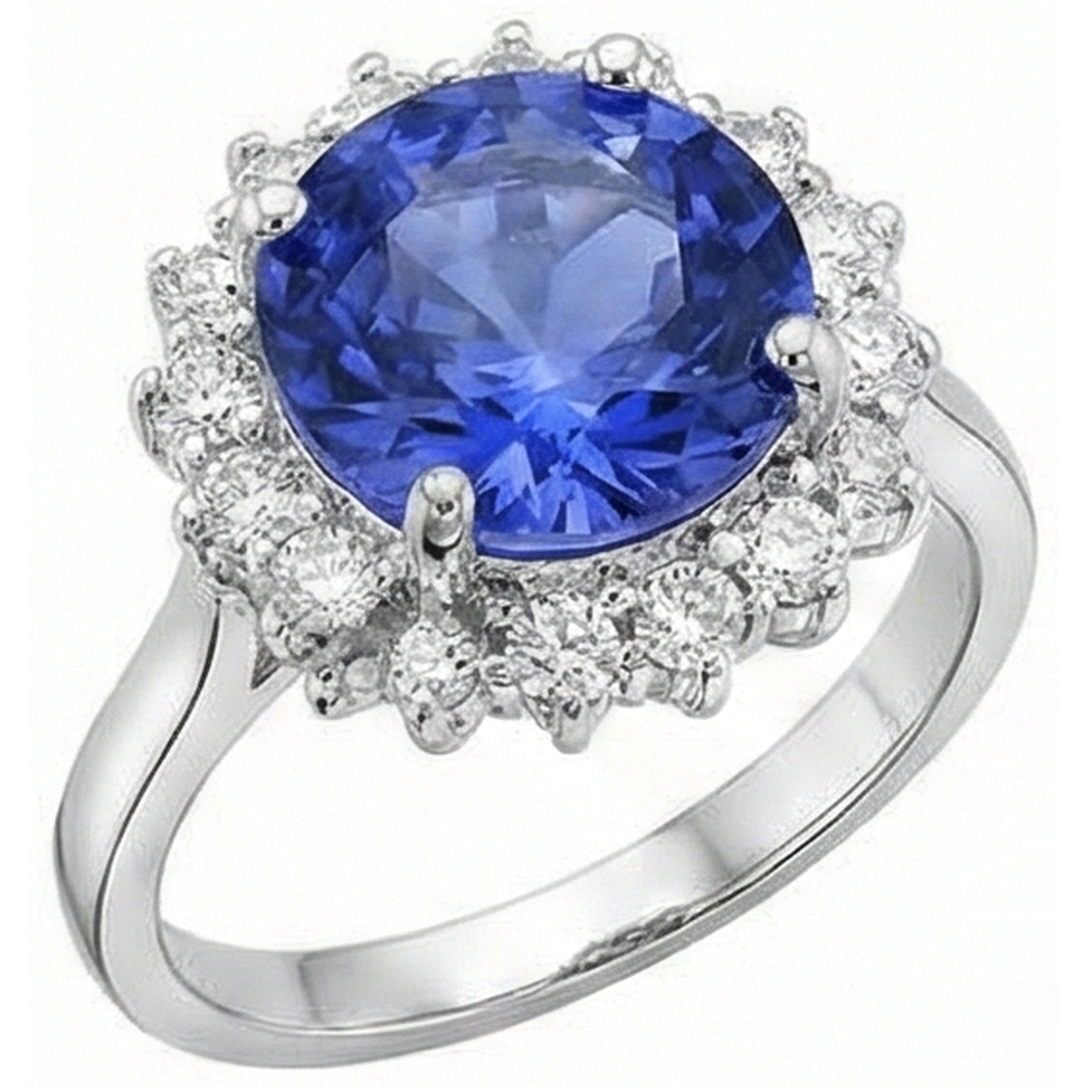 Wunderschöner 4 Karat Tansanit Runde Aus der Erde Abgebauter Natürlicher Diamanten Ring Schmuck