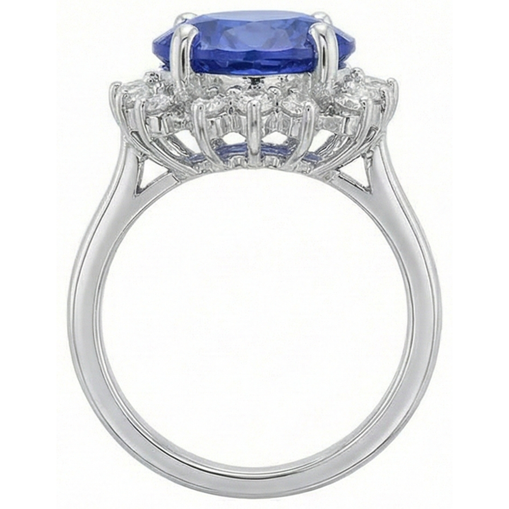 Wunderschöner 4 Karat Tansanit Runde Aus der Erde Abgebauter Natürlicher Diamanten Ring Schmuck