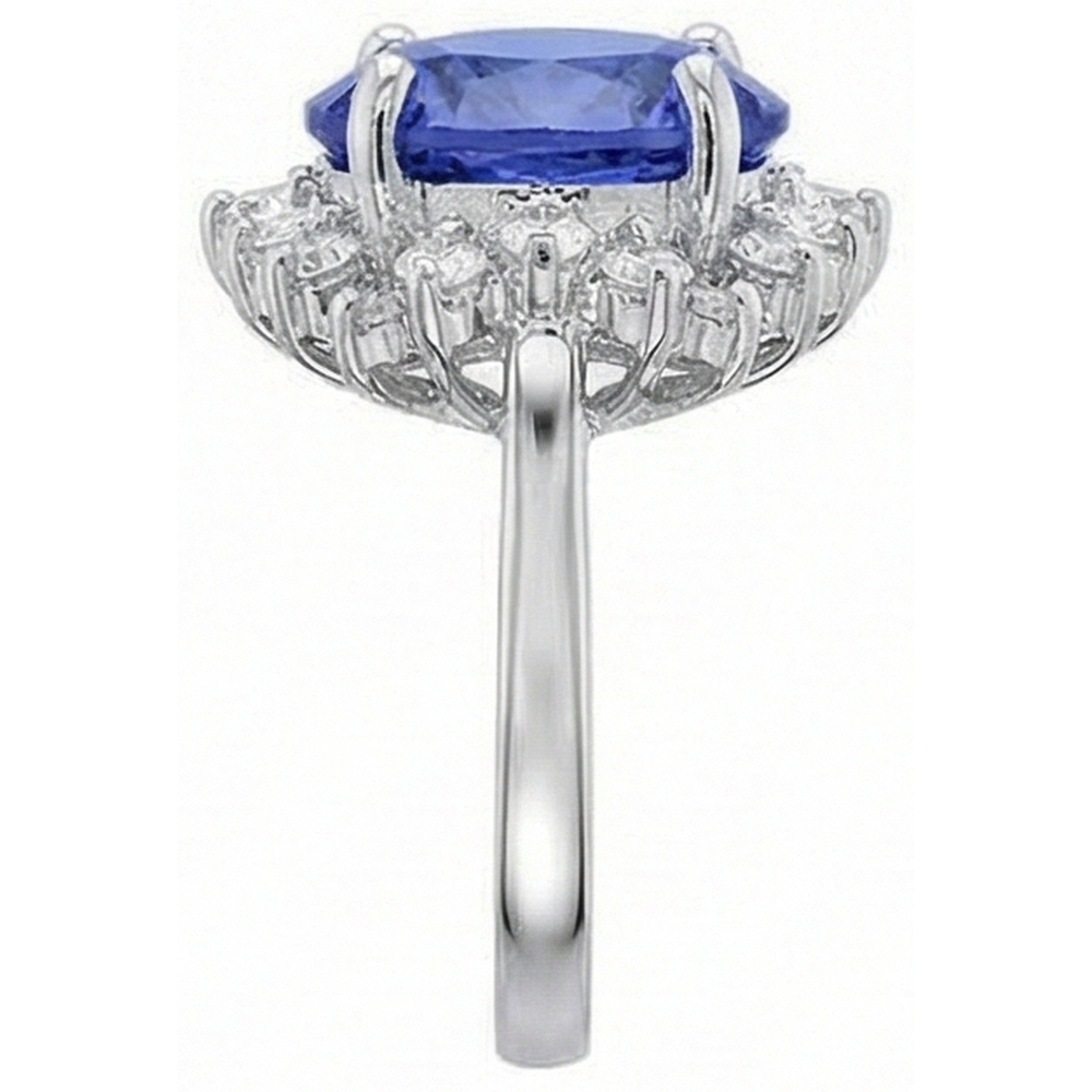Wunderschöner 4 Karat Tansanit Runde Aus der Erde Abgebauter Natürlicher Diamanten Ring Schmuck