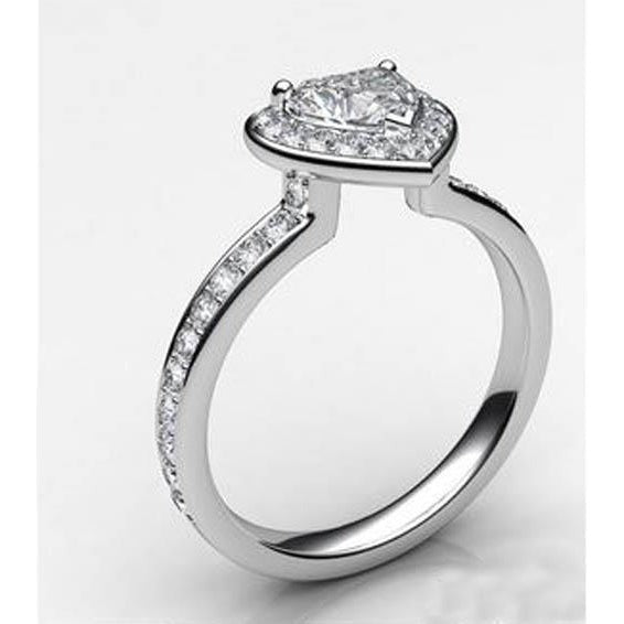 Wunderschöner Herz Schliff mit Rund Echt Diamant Halo Ring 6,10 Karat Weiß Gold Schmuck