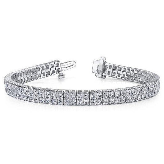 Wunderschönes 21 Karat Prinzessinnenschnitt Echt Diamant Teppich Armband 14K Weißgold