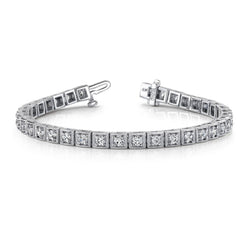 Wunderschönes rundes Krappen-Set Echt Diamant-Quadrat-Gliederarmband Weiß 7 Ct