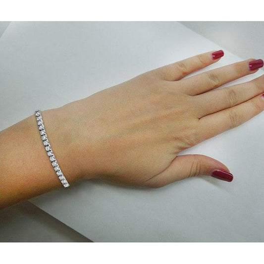 Wunderschönes rundes Echt Aus der Erde Abgebauter Natürlicher Diamant Tennisarmband 6 Karat Weißgold 14k