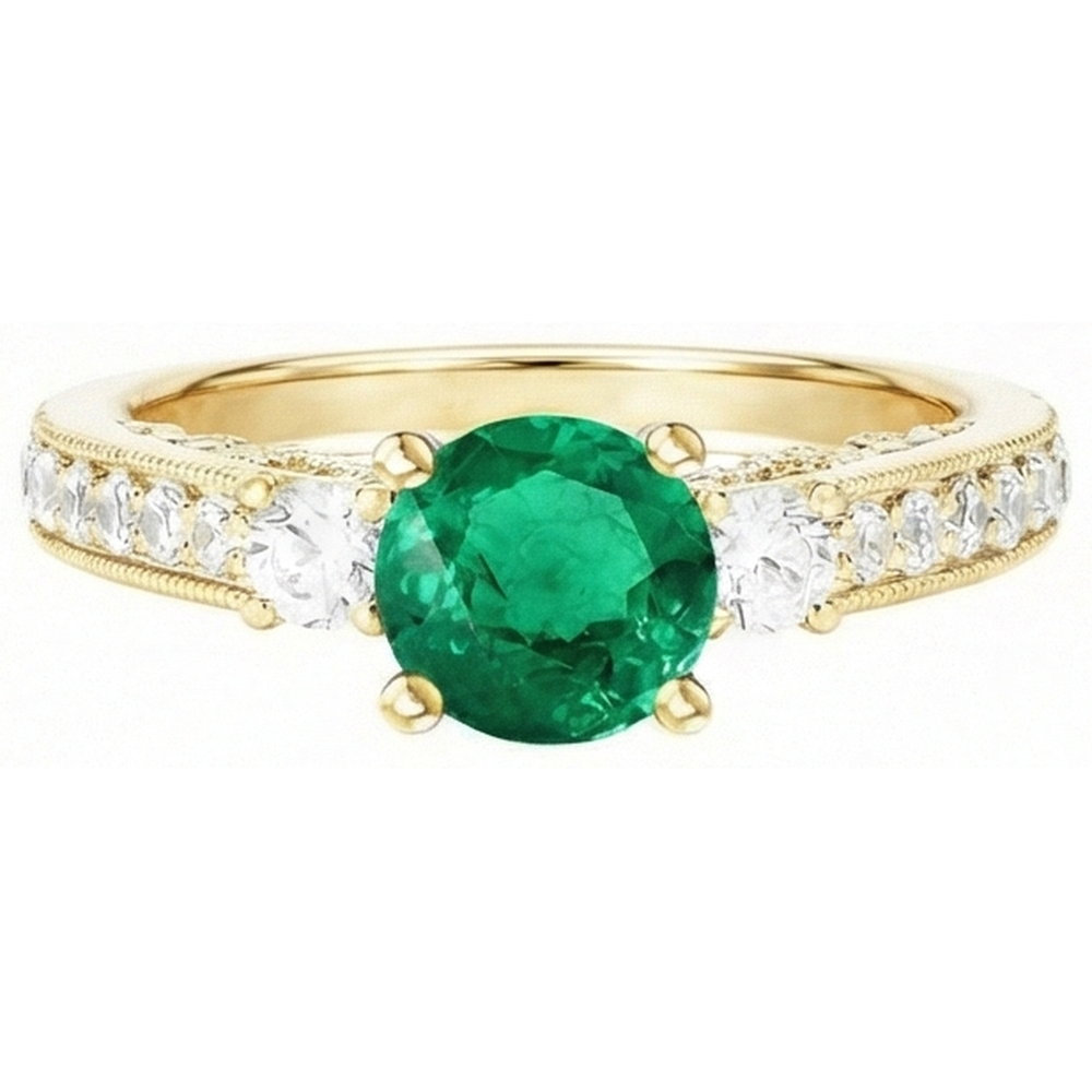 Designer Edler Smaragd Edelstein-Ring 2 Karat – Seitenansicht
