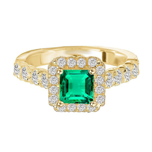 Edler Smaragd Edelstein-Ring 2,50-Karat 14K Gelbgold – Hauptansicht