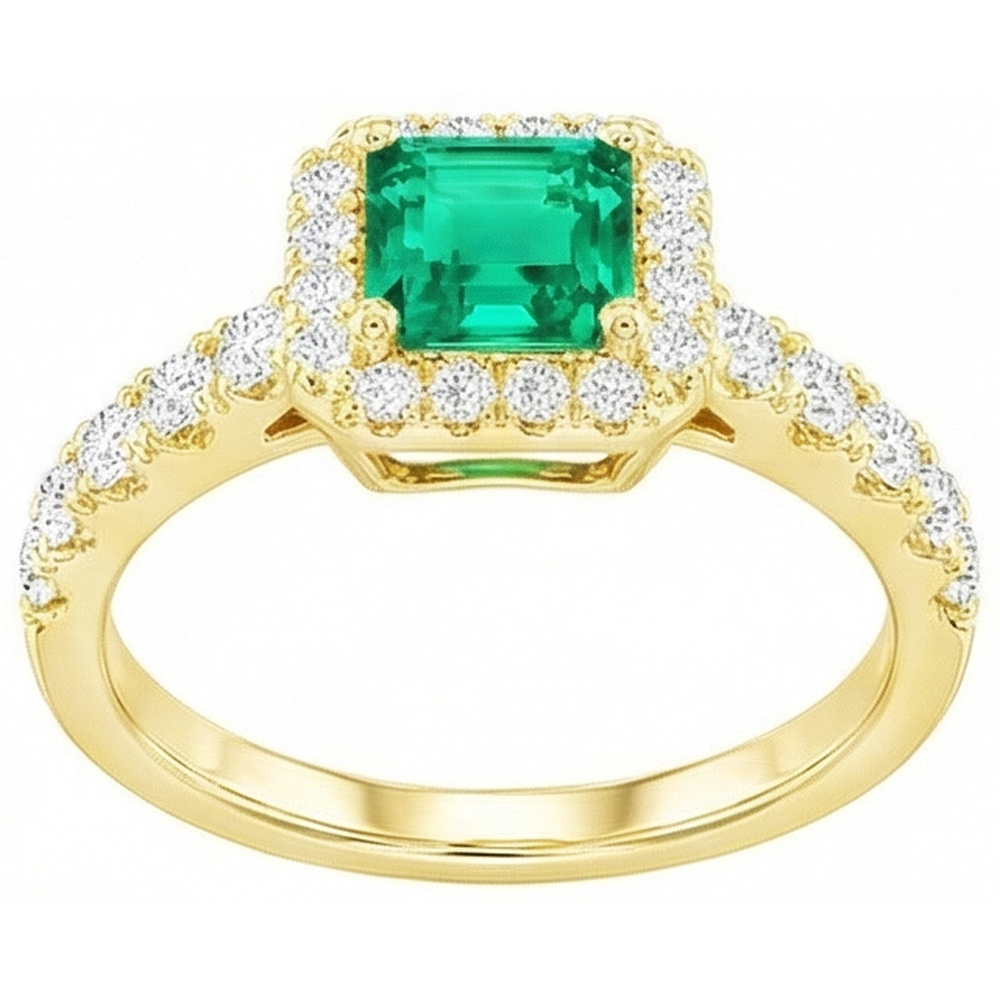 Schimmernder Edler Smaragd Edelstein-Ring 2,50 Karat – Seitenansicht