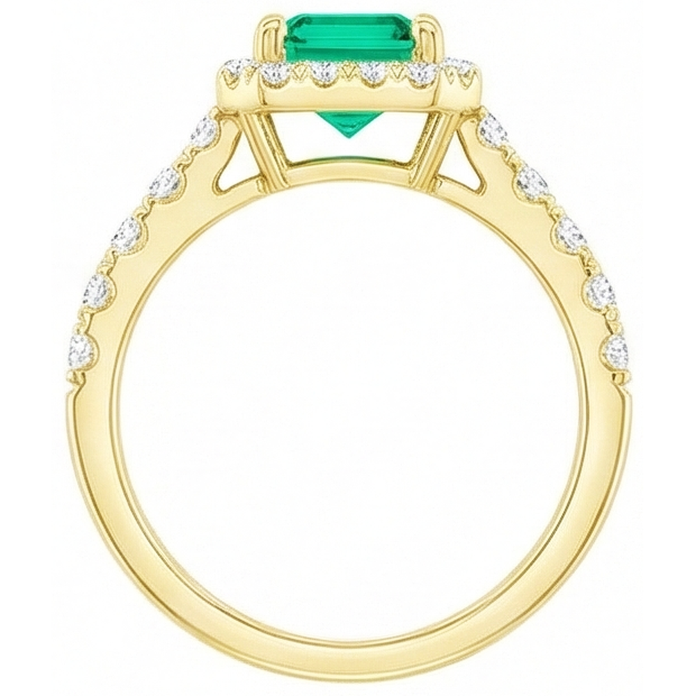 Natürlicher Edler Smaragd Edelstein-Ring 2,50 Karat 14K Gelbgold – Profilansicht
