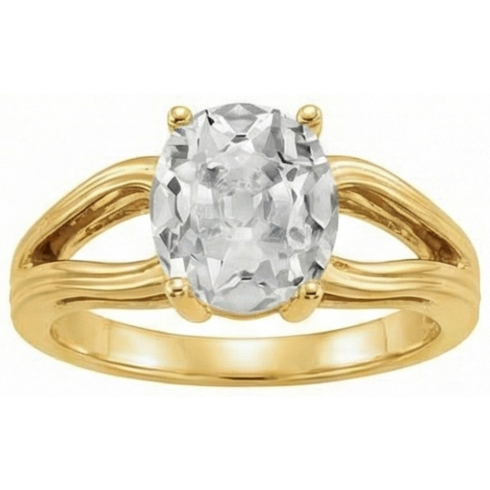 Diamant Old Mine Cut Einzelstein-Ring in 14K Gelbgold – Seitenansicht