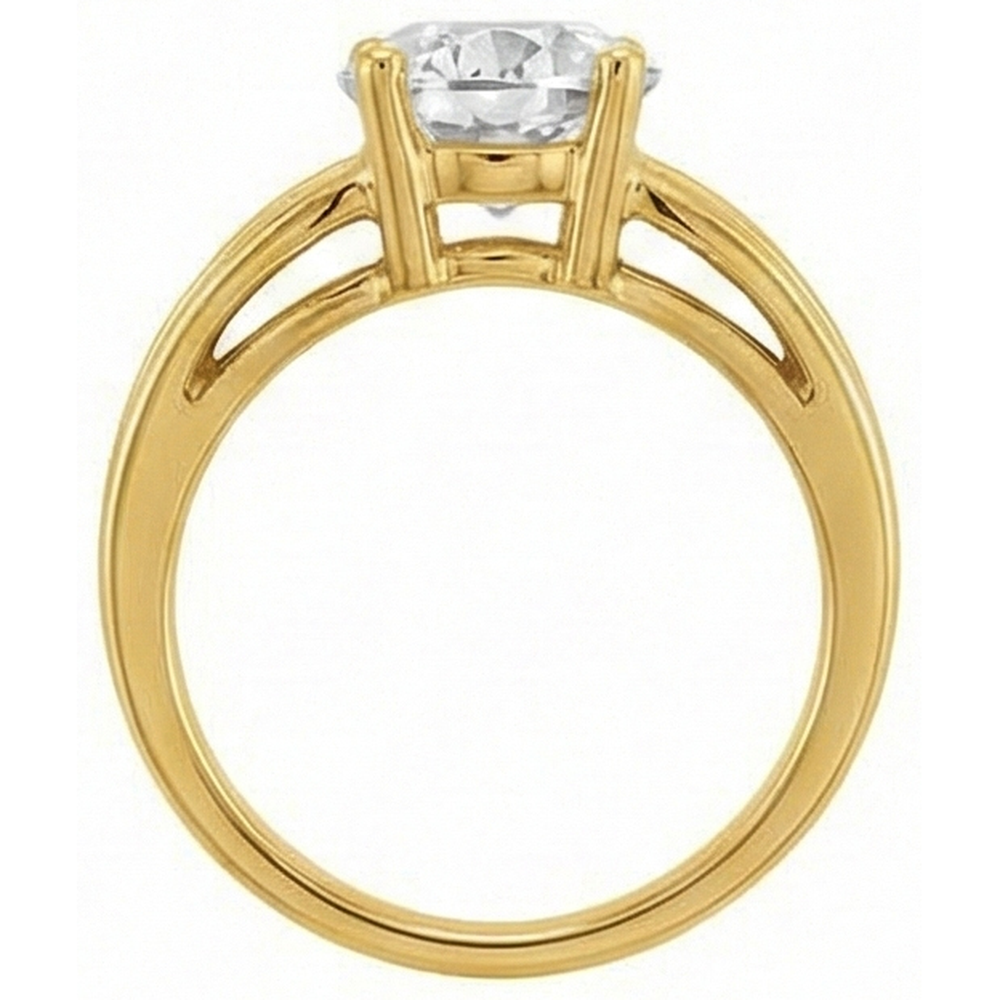 Einzelstein-Ring 14K Gelbgold mit Diamant – Schrägansicht