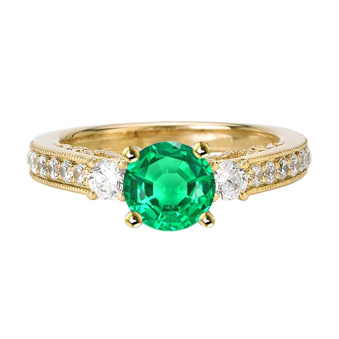 Edelstein-Ring 14K Gelbgold mit Edler Smaragd – Hauptansicht