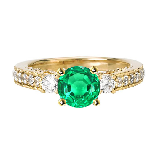 Edelstein-Ring 14K Gelbgold mit Edler Smaragd – Hauptansicht
