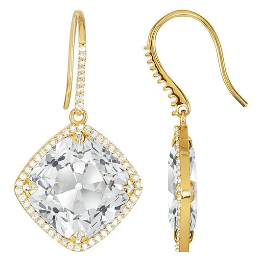 Authentischer Edler Diamant Ohrhänger 11,50 Karat 14K Gelbgold – Frontansicht