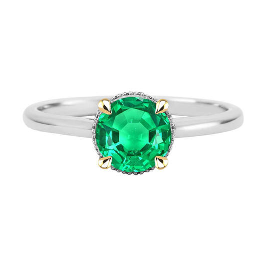 Farbstein-Ring Zweifarbiges 14K Gold mit Edler Smaragd – Hauptansicht