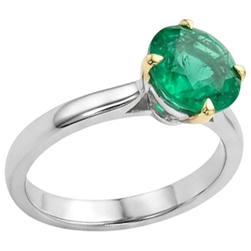 Authentischer Edler Smaragd Farbstein-Ring – Profilansicht
