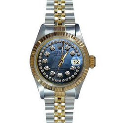 Zeichenfolge Diamant Zifferblatt Datejust Rolex Damenuhr Edelstahl & Gold