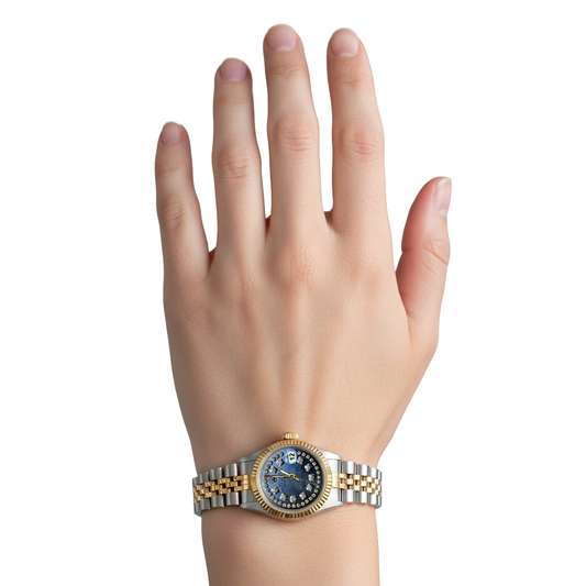 Zeichenfolge Diamant Zifferblatt Datejust Rolex Damenuhr Edelstahl & Gold P3