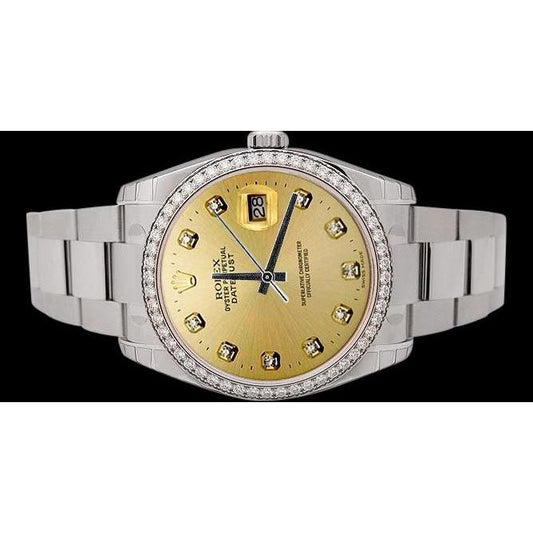 Zifferblatt Diamant Lünette Rolex Date Just Betrachten Männer Edelstahl SCHNELLES EINSTELLEN