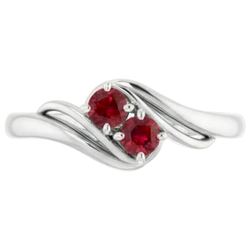 Zwei Steine 1 Karat Rubin Ring Weißgold 14K