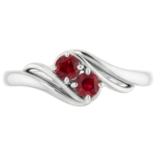 Zwei Steine 1 Karat Rubin Ring Weißgold 14K