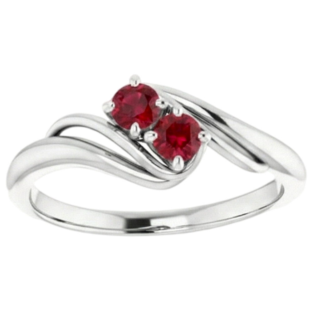 Zwei Steine 1 Karat Rubin Ring Weißgold 14K