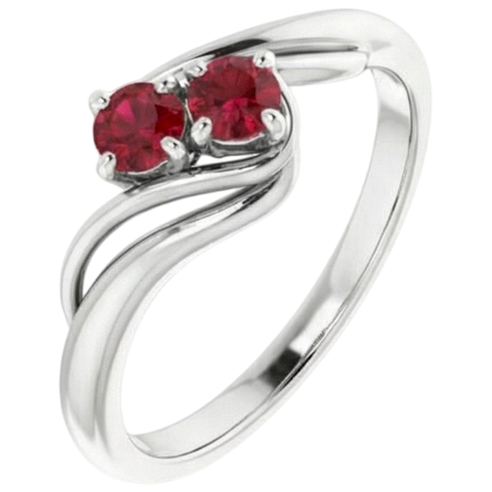 Zwei Steine 1 Karat Rubin Ring Weißgold 14K