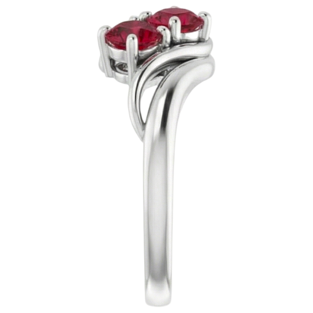 Zwei Steine 1 Karat Rubin Ring Weißgold 14K