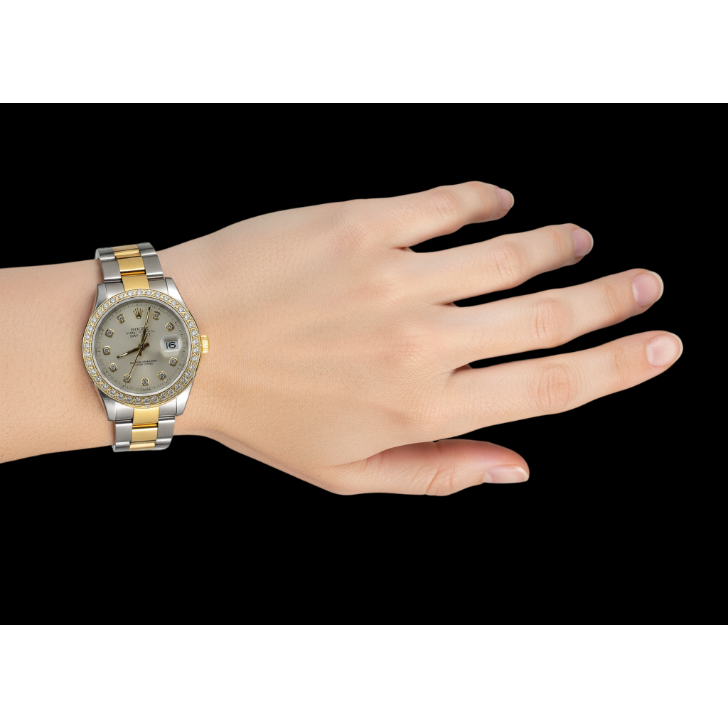 Zweifarbige Datejust-Uhr mit Aus der Erde Abgebauter Natürlicher Diamantzifferblatt und Lünette