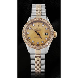Zweifarbige Damenuhr Rolex Datejust mit Champagner-Diamant-Zifferblatt und Lünette