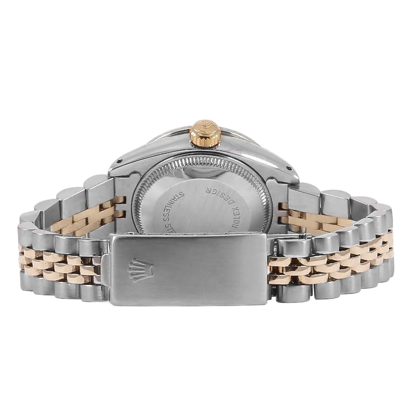 Zweifarbige Jubilee-Rolex-Datejust-Damenuhr mit geriffelter Lünette und Diamantzifferblatt