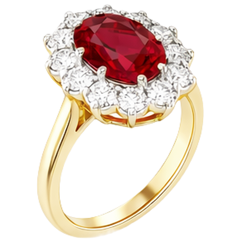 Zweifarbiger Gold 14K 4,75 Kt Roter Rubin Ring mit Aus der Erde Abgebauter Natürlicher Diamanten Neu