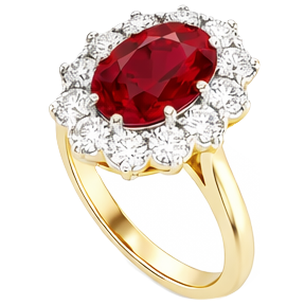 Zweifarbiger Gold 14K 4,75 Kt Roter Rubin Ring mit Aus der Erde Abgebauter Natürlicher Diamanten Neu