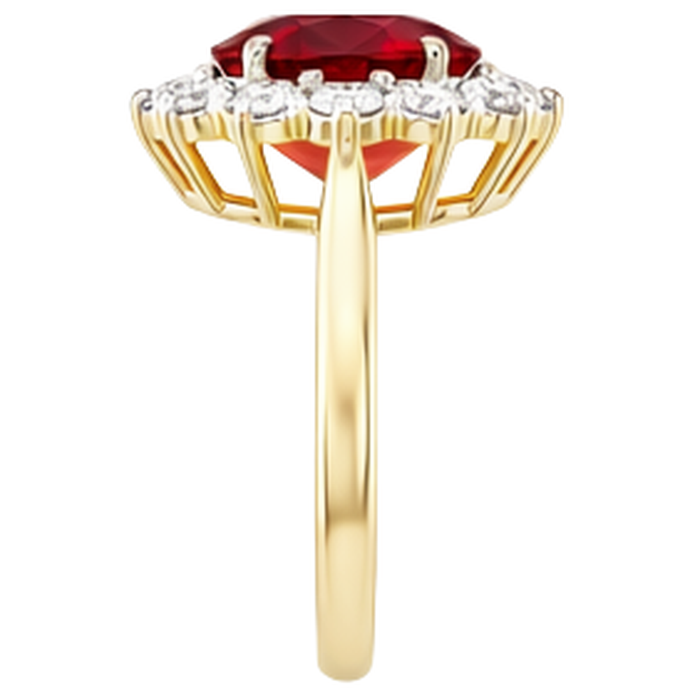 Zweifarbiger Gold 14K 4,75 Kt Roter Rubin Ring mit Aus der Erde Abgebauter Natürlicher Diamanten Neu