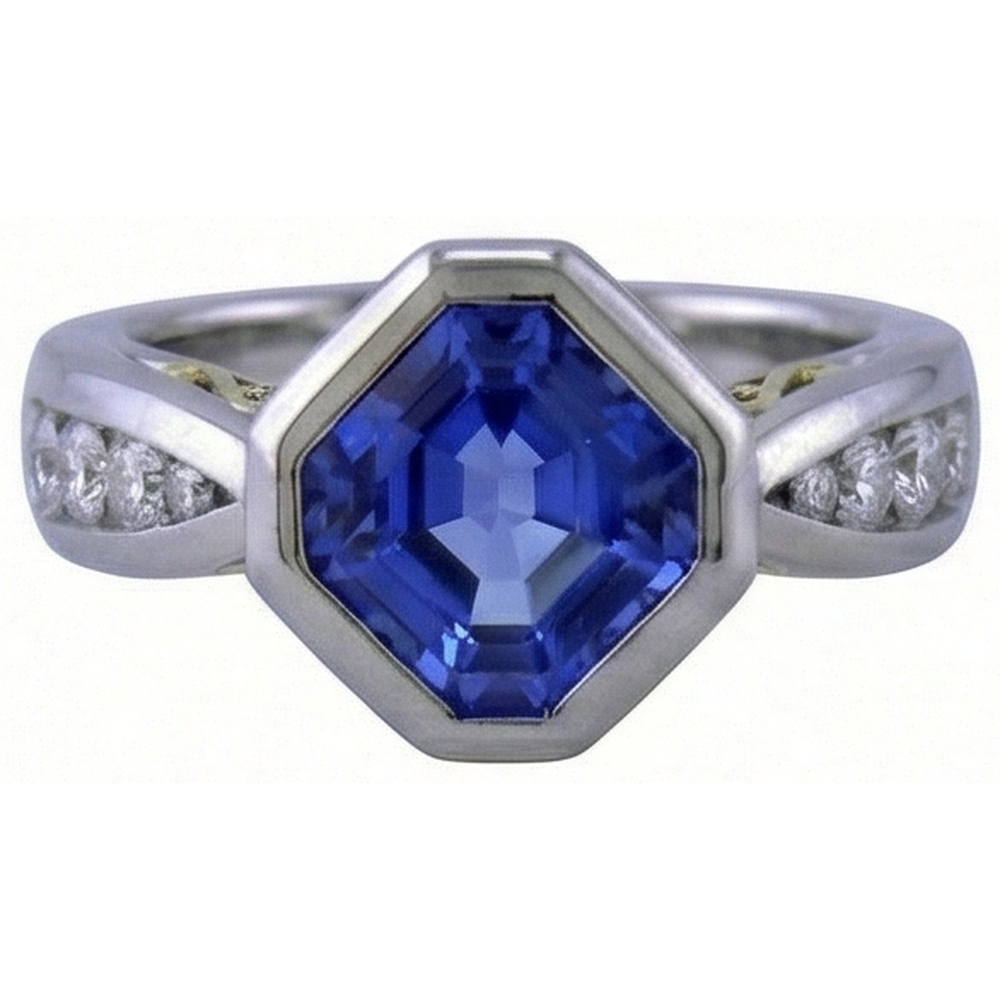 echter round tansanit 3.75Karat ring Seitenansicht