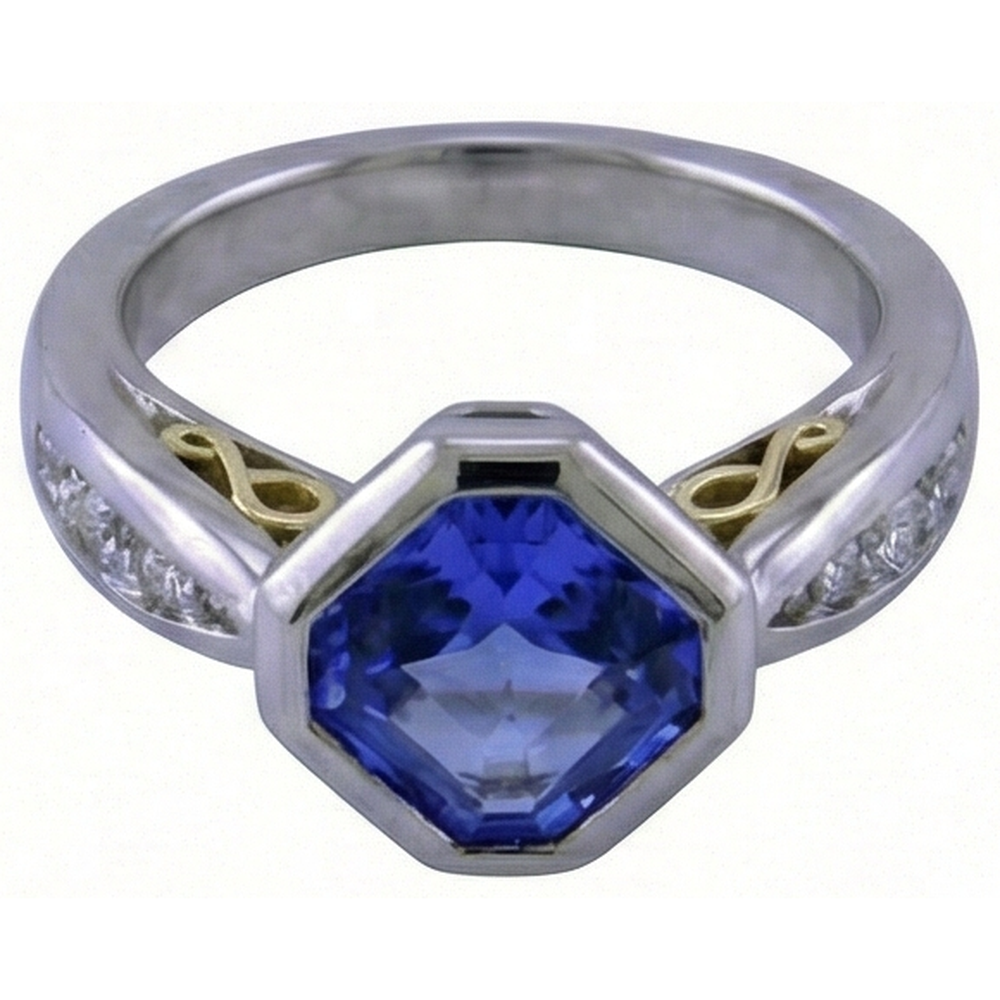 echter round tansanit 3.75Karat ring Detailansicht