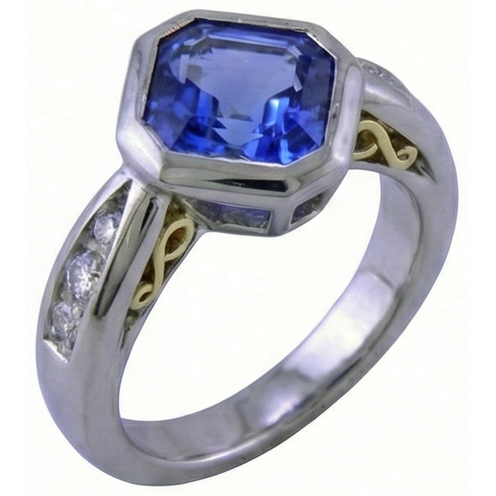 echter round tansanit 3.75Karat ring Draufsicht