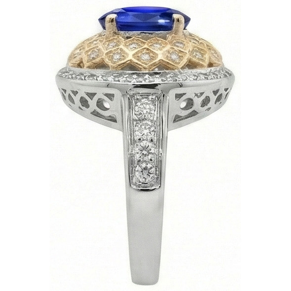 Zweifarbiger Goldring mit Saphirdiamanten aus Sri Lanka, 3,11 ct