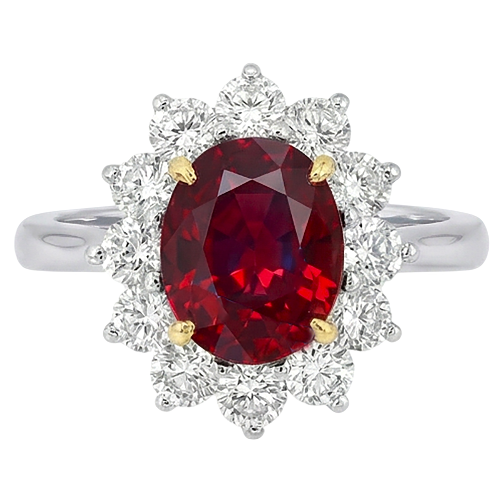 echter oval rubin 5.75Karat ring Seitenansicht