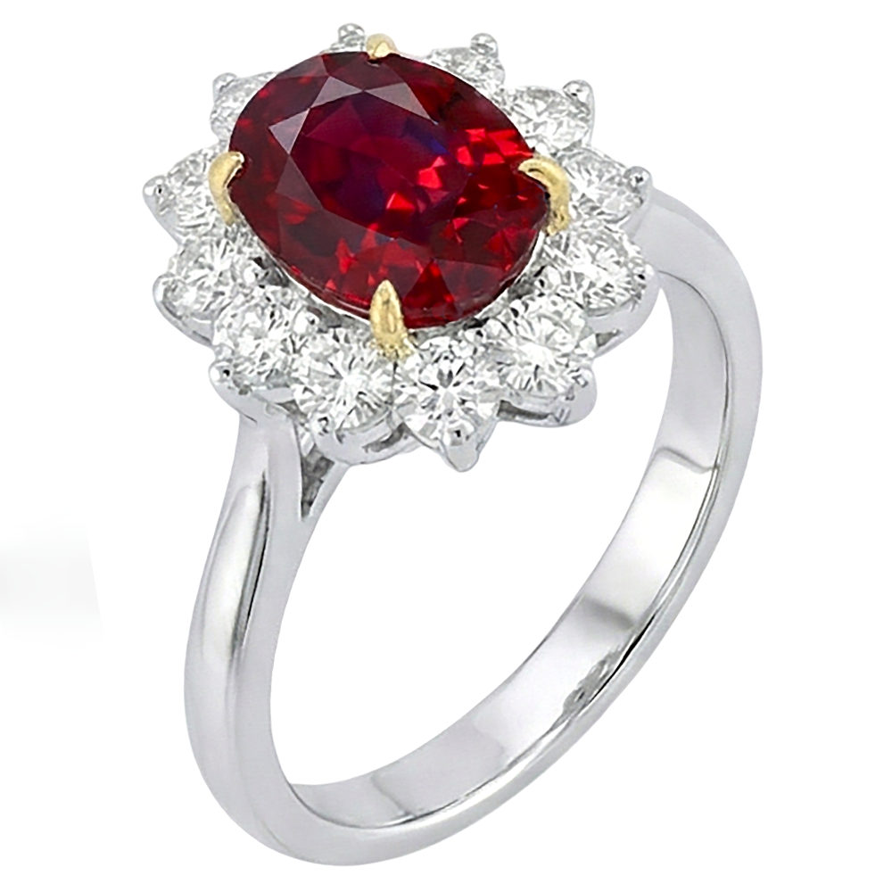 echter oval rubin 5.75Karat ring Detailansicht