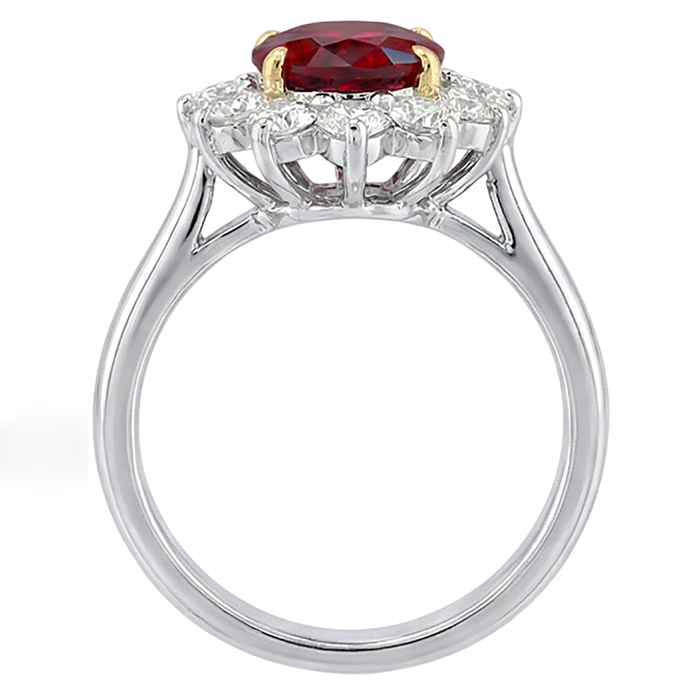echter oval rubin 5.75Karat ring Draufsicht