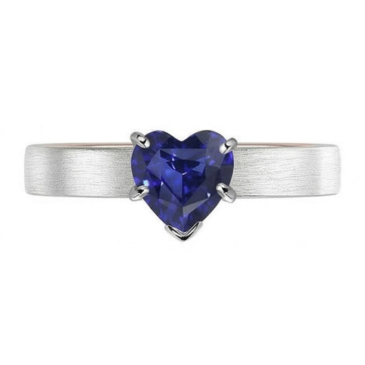 Zweifarbiger Solitär-Herz-Tiefblauer Saphir-Ring 1,50 Karat