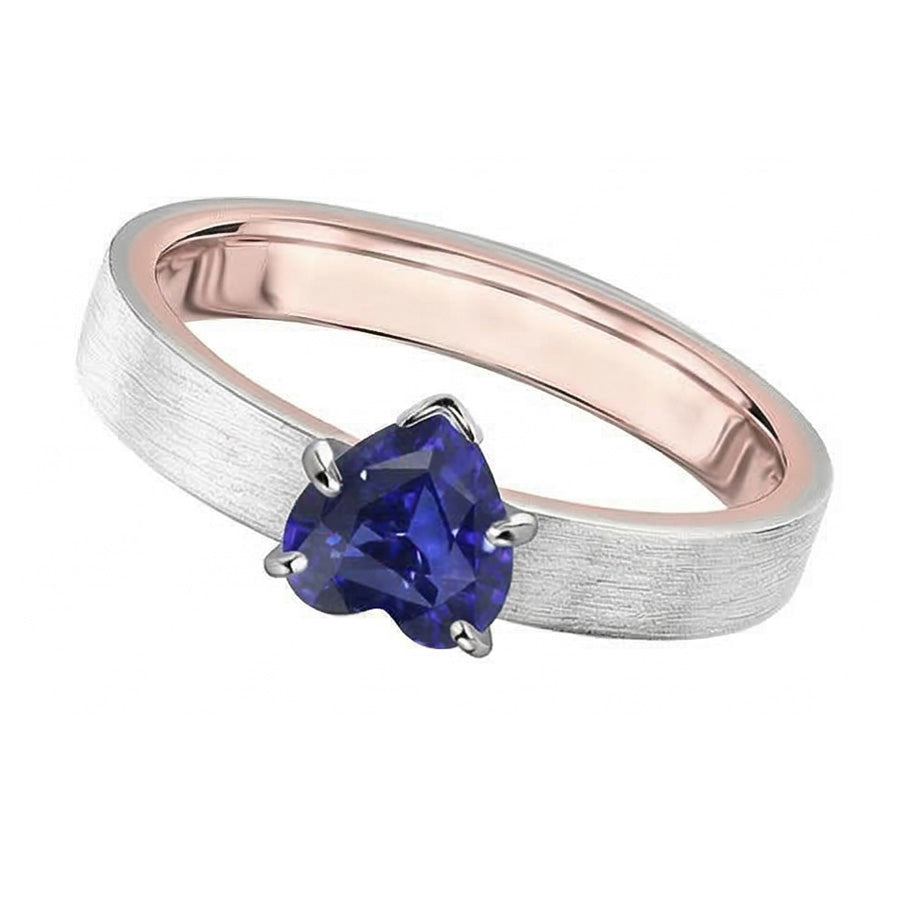 Zweifarbiger Solitär-Herz-Tiefblauer Saphir-Ring 1,50 Karat
